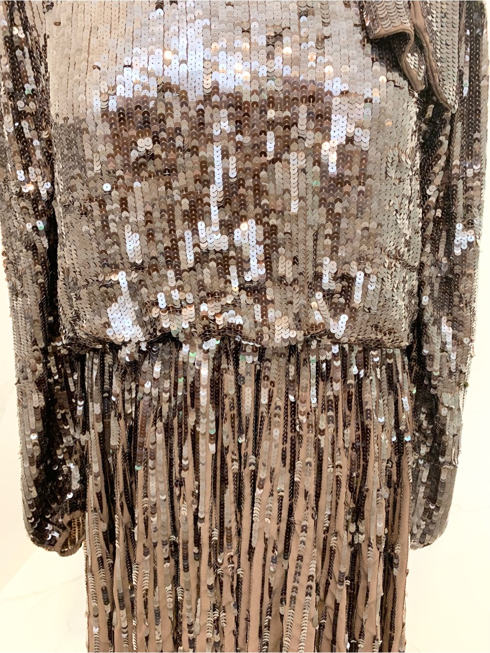 NWT Mac Duggal Sequin Long Sleeve Midi Dress in Dark Brown 16 NWT - Picture 5 of 16